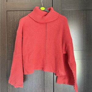 cupcakes & cashmere Red Ribbed Turtleneck Sweater